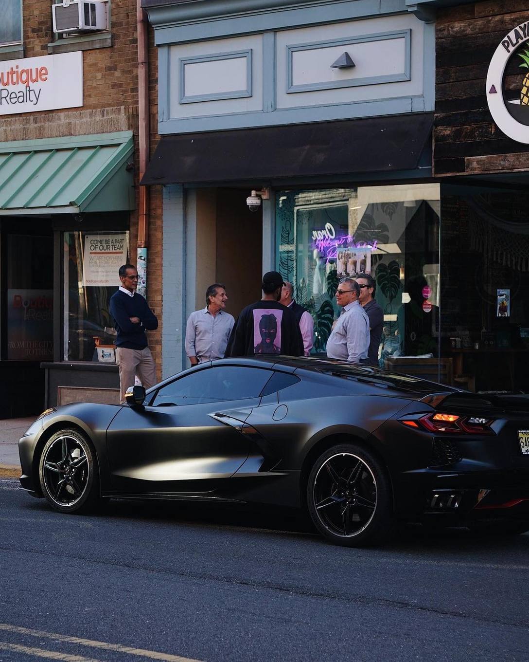 Satin black convertible · Corvette C8
