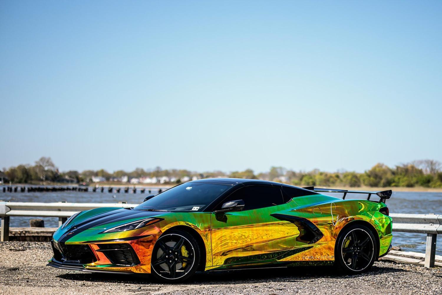 Holographic color-change wrap · Corvette C8